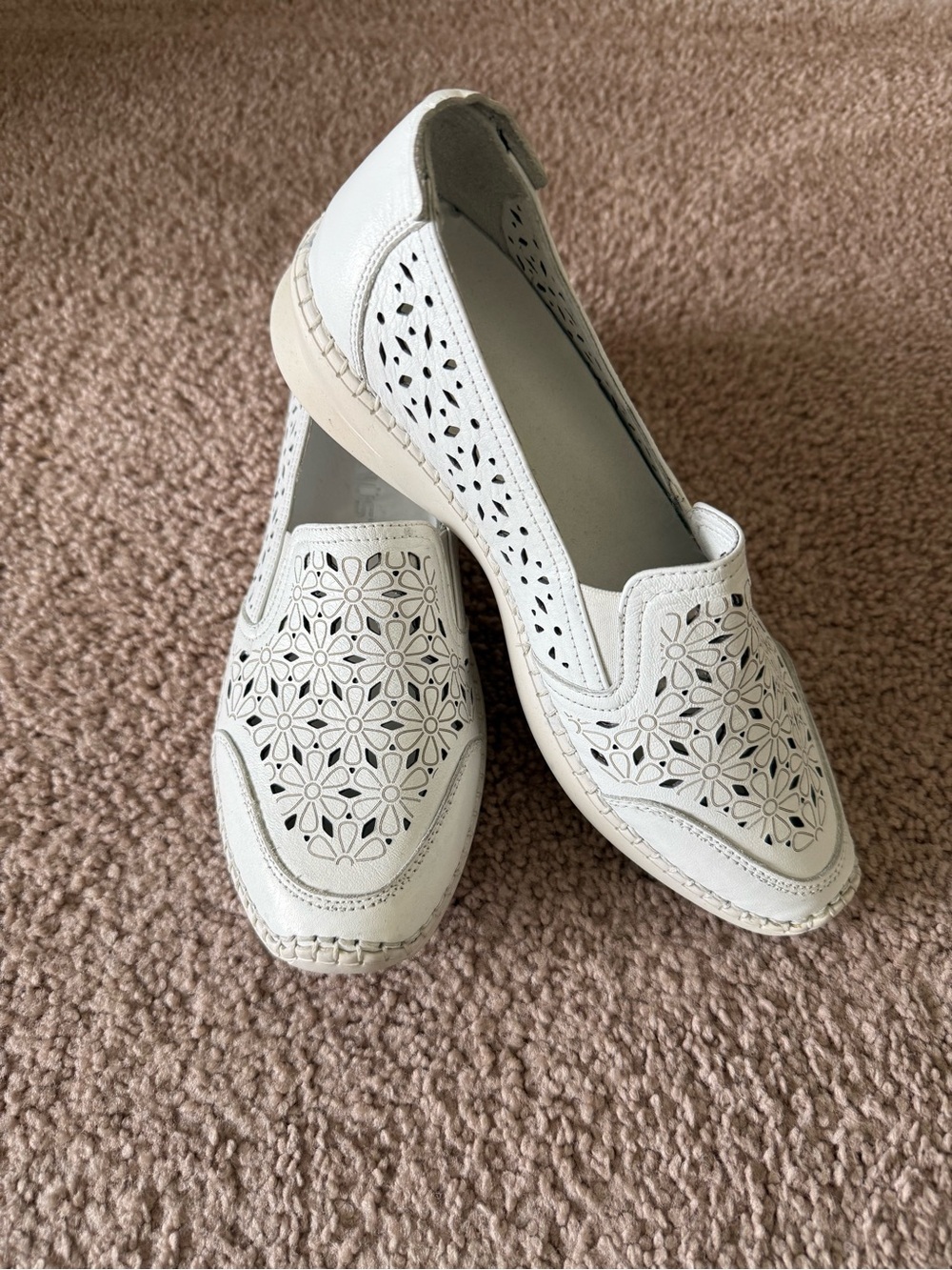 VENUS White Laser-Cut Slip-On Loafers